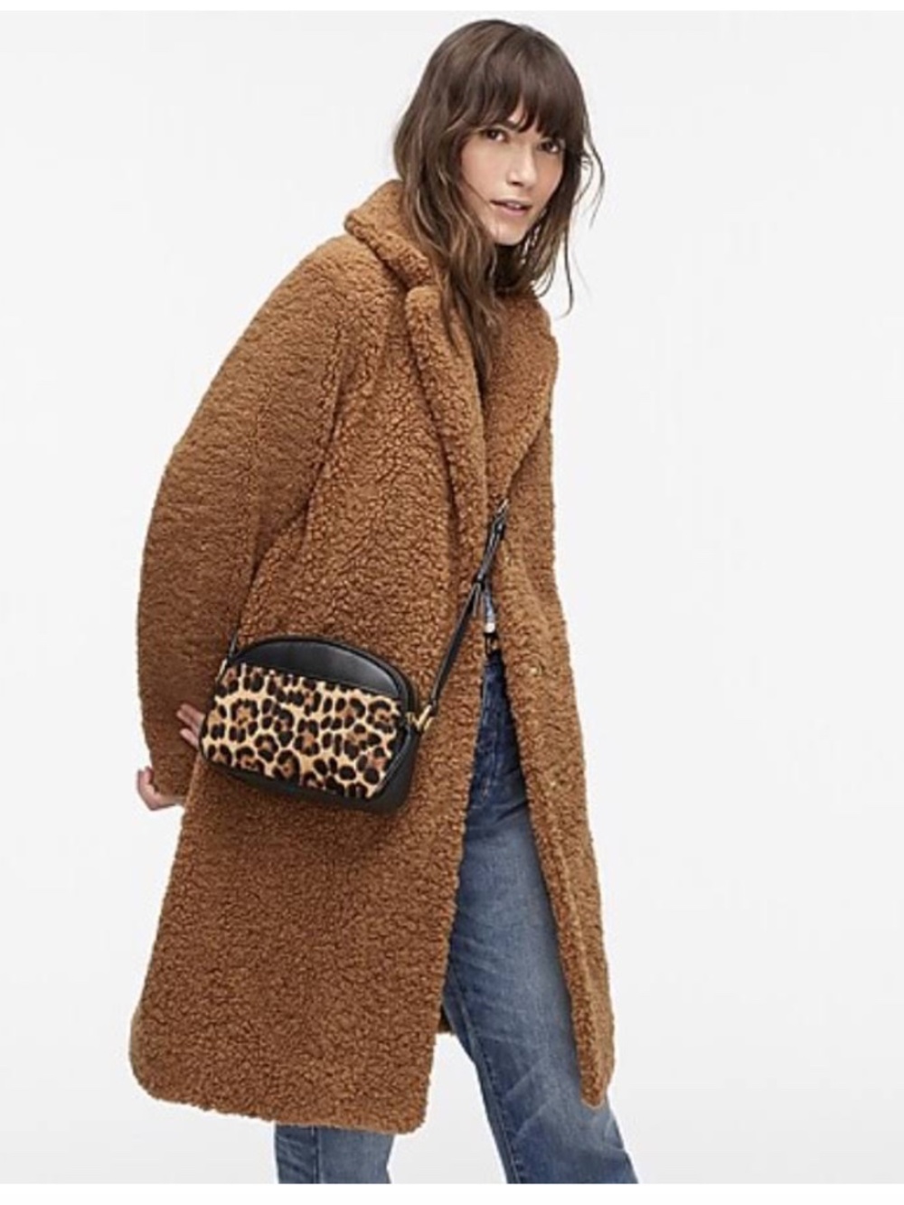 J.Crew Teddy Bear Sherpa Top Coat Warm Brandy Caramel Brown Sz XXS